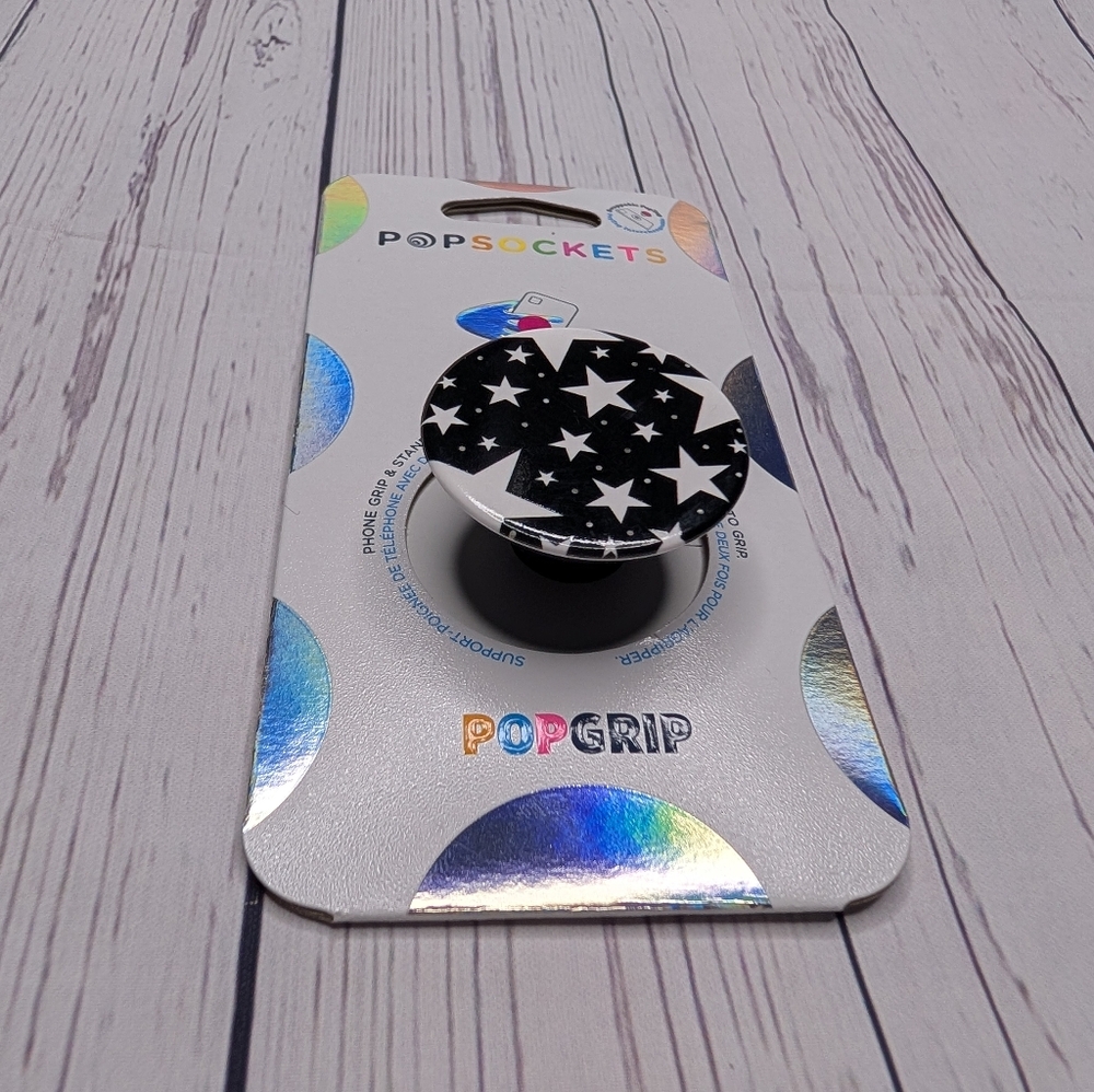 PopSockets Black With White Star Phone Grip